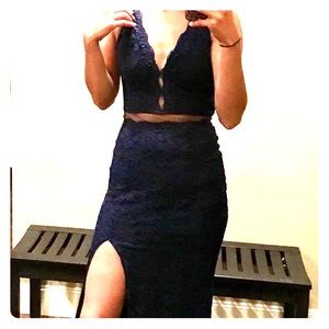 Navy one piece lace dress